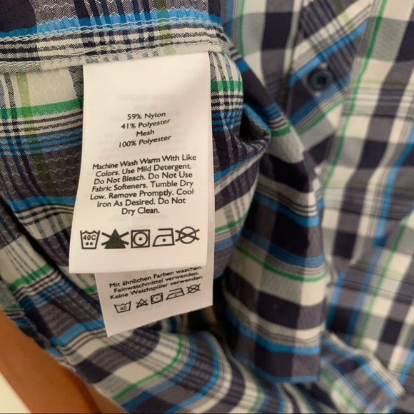 Men’s TL Tall LG EDDIE BAUER Blue Plaid Shirt Sleeve Hiking Outdoor Button Shirt - Picture 10 of 11